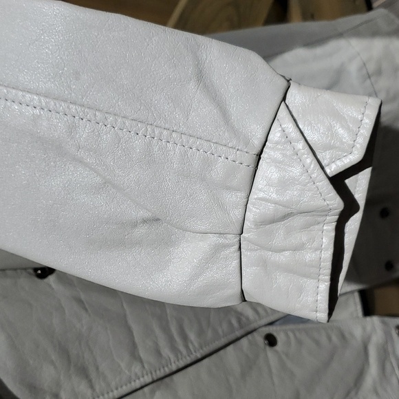 VINTAGE RETRO AVANTI LEATHER MOTO BOMBER JACKET GREY WITH PEARL SIZE SMALL - Picture 4 of 10